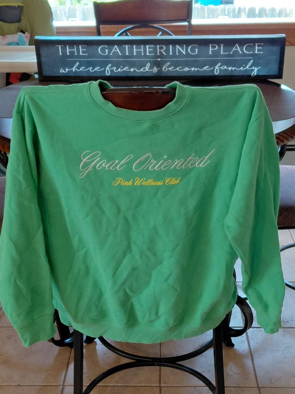 PINK Victoria's Secret Green "Goal Oriented" Sweatshirt